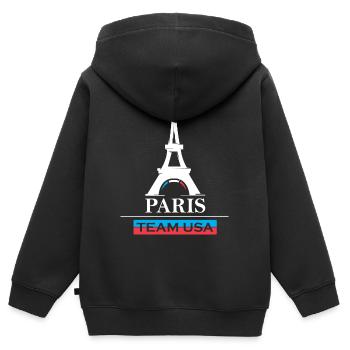 Paris team USA Sport Spiele Athlet Sportler Logo - Kinder Premium Organic Zip Hoodie - Schwarz - Hinten - AI Model Kid Male (0cm)