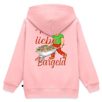 Bargeld Geld - Kinder Premium Organic Zip Hoodie - Rosa - Hinten - AI Model Kid Female (0cm)