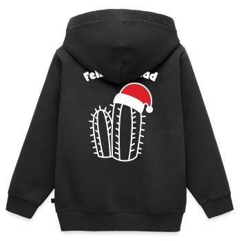 feliz navidad frohes fest Kaktus Weihnachtsmütze - Kinder Premium Organic Zip Hoodie - Schwarz - Hinten - AI Model Kid Male (0cm)