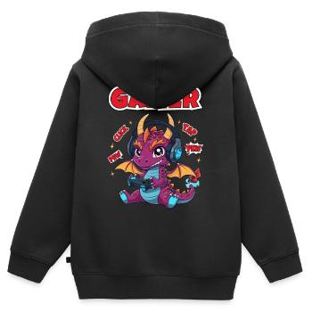 Gaming Fans Dragon Gamer Kids - Kids Premium Organic Zip-up Hoodie - black - Back - AI Model Kid Male (0cm)