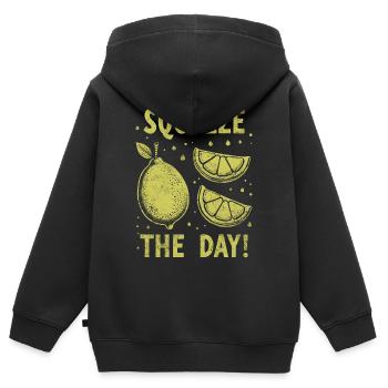 Squeeze - Kinder Premium Organic Zip Hoodie - Schwarz - Hinten - AI Model Kid Male (0cm)