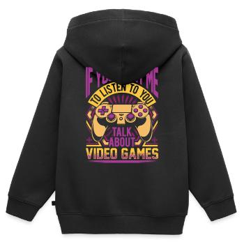 Parlez de jeux vidéo - Sweat Premium à capuche zippé enfant bio - noir - Dos - AI Model Kid Male (0cm)