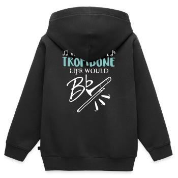 Life Without Trombone - Kids Premium Organic Zip-up Hoodie - black - Back - AI Model Kid Male (0cm)