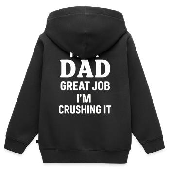 Stolzer Papa - zuverlässig und selbstbewusst - Kinder Premium Organic Zip Hoodie - Schwarz - Hinten - AI Model Kid Male (0cm)