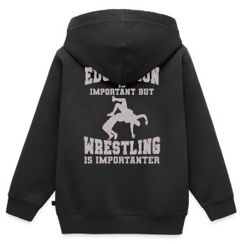 Wrestling-Bildung Motivationsdesign - Kinder Premium Organic Zip Hoodie - Schwarz - Hinten - AI Model Kid Male (0cm)