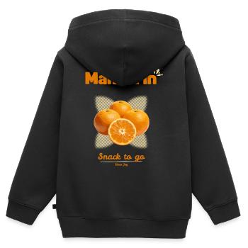 Mandarine Snack – Fruchtiges Citrus Design - Kinder Premium Organic Zip Hoodie - Schwarz - Hinten - AI Model Kid Male (0cm)