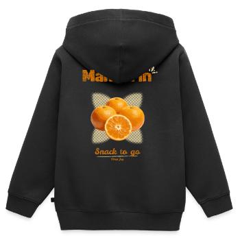 Mandarinen | Snack To Go - Kinder Premium Organic Zip Hoodie - Schwarz - Hinten - AI Model Kid Male (0cm)