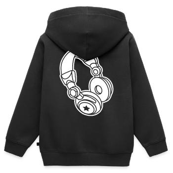 Headphones Star : Musique et ambiance de fête - Sweat Premium à capuche zippé enfant bio - noir - Dos - AI Model Kid Male (0cm)
