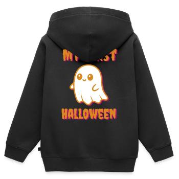Mein erstes Halloween - Baby Geist spukt - Kinder Premium Organic Zip Hoodie - Schwarz - Hinten - AI Model Kid Male (0cm)
