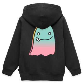 Ghost doodle gradient - Kids Premium Organic Zip-up Hoodie - black - Back - AI Model Kid Male (0cm)