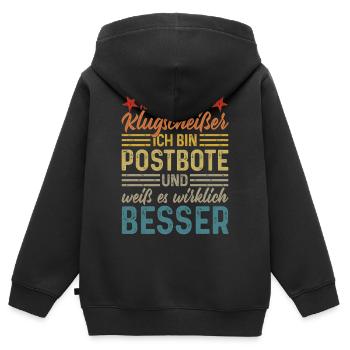 Postman - Je ne suis pas un petit malin - Sweat Premium à capuche zippé enfant bio - noir - Dos - AI Model Kid Male (0cm)