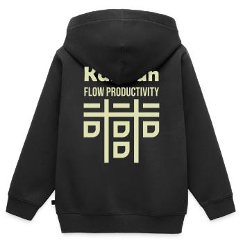 Kanban Flux Productivité - Sweat Premium à capuche zippé enfant bio - noir - Dos - AI Model Kid Male (0cm)
