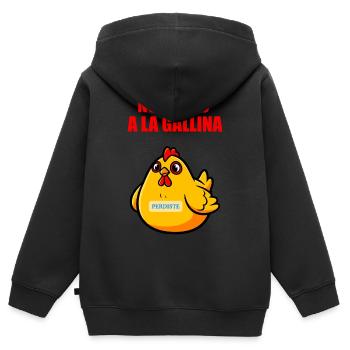 Schau nicht auf die Henne - Kinder Premium Organic Zip Hoodie - Schwarz - Hinten - AI Model Kid Male (0cm)