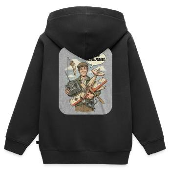 Modèle réduit d’avion dans un style vintage - Sweat Premium à capuche zippé enfant bio - noir - Dos - AI Model Kid Male (0cm)