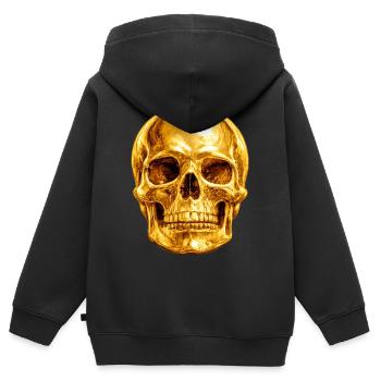 Crâne d’Or Gothique de luxe - Sweat Premium à capuche zippé enfant bio - noir - Dos - AI Model Kid Male (0cm)