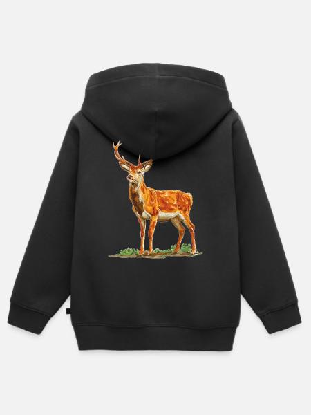 Hirsch - Kinder Premium Organic Zip Hoodie - Schwarz
