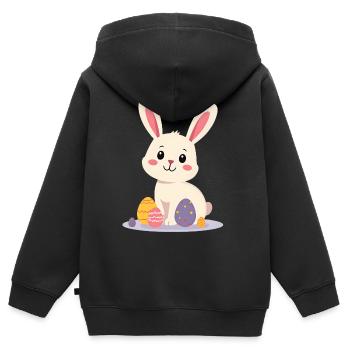 Osterhase - Kinder Premium Organic Zip Hoodie - Schwarz - Hinten - AI Model Kid Male (0cm)