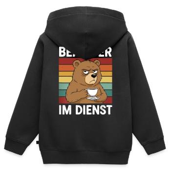 Beamter Kaffee Bär Beamtentum Beamte - Kinder Premium Organic Zip Hoodie - Schwarz - Hinten - AI Model Kid Male (0cm)