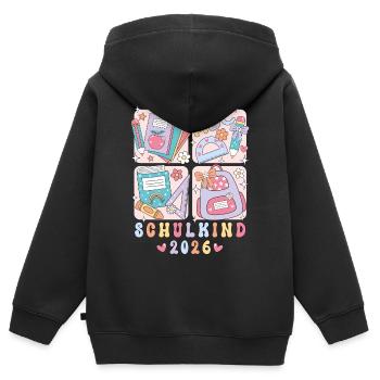 Idée de cadeau pour filles d’inscription scolaire en 2026 - Sweat Premium à capuche zippé enfant bio - noir - Dos - AI Model Kid Male (0cm)