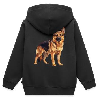 Geometrische Deutscher Schäferhund Low Poly Hundekunst - Kinder Premium Organic Zip Hoodie - Schwarz - Hinten - AI Model Kid Male (0cm)