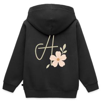 Monogram A Floral - Kids Premium Organic Zip-up Hoodie - black - Back - AI Model Kid Male (0cm)
