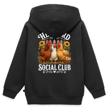 HEN YARD SOCIAL CLUB - Kinder Premium Organic Zip Hoodie - Schwarz - Hinten - AI Model Kid Male (0cm)