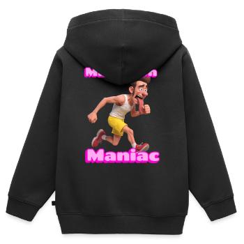 Marathon Maniac Cartoonläufer - Kinder Premium Organic Zip Hoodie - Schwarz - Hinten - AI Model Kid Male (0cm)