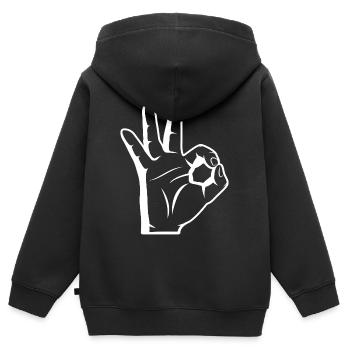Tauchzeichen_OK_Handzeichen - Sweat Premium à capuche zippé enfant bio - noir - Dos - AI Model Kid Male (0cm)