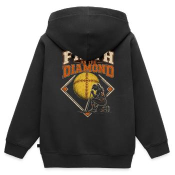 Faith On The Field Softball Philippians 4 13 - Kids Premium Organic Zip-up Hoodie - black - Back - AI Model Kid Male (0cm)