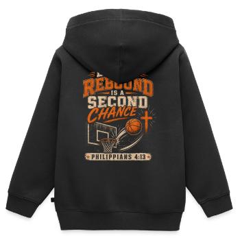 Chaque rebond est une seconde chance pour Christian - Sweat Premium à capuche zippé enfant bio - noir - Dos - AI Model Kid Male (0cm)