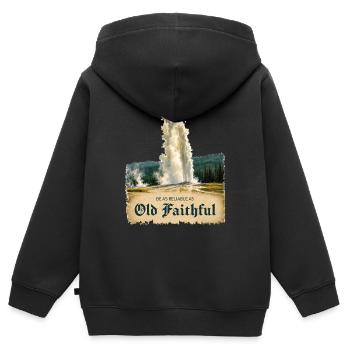 Old Faithful @ Yellowstone – So zuverlässig wie eh und je - Kinder Premium Organic Zip Hoodie - Schwarz - Hinten - AI Model Kid Male (0cm)