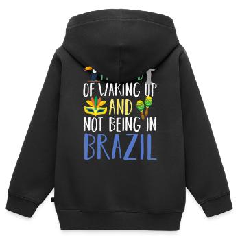Brésil - Sweat Premium à capuche zippé enfant bio - noir - Dos - AI Model Kid Male (0cm)