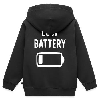 Conception à faible humeur de batterie - Sweat Premium à capuche zippé enfant bio - noir - Dos - AI Model Kid Male (0cm)