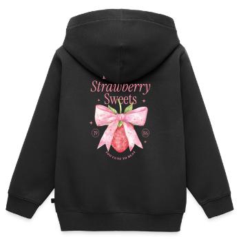 Coquette Bow fraise millésime - Sweat Premium à capuche zippé enfant bio - noir - Dos - AI Model Kid Male (0cm)