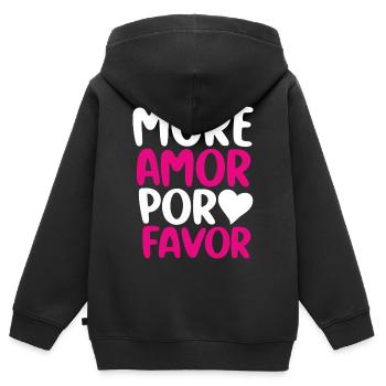 More Amor Por Favor Love Statement - Kinder Premium Organic Zip Hoodie - Schwarz - Hinten - AI Model Kid Male (0cm)