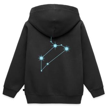 Constellation de l’étoile du Lion Signe du zodiaque bleu pastel - Sweat Premium à capuche zippé enfant bio - noir - Dos - AI Model Kid Male (0cm)