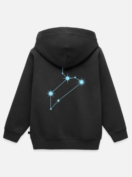 Leo Star Constellation Zodiac Sign Pastel Blue - Premium børne zip-hættetrøje økologisk - sort