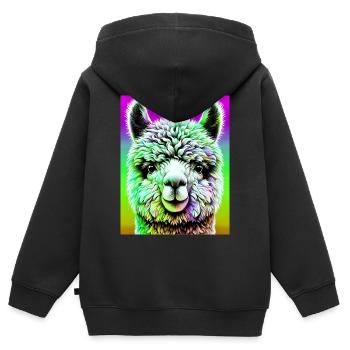 Alpaka - Kinder Premium Organic Zip Hoodie - Schwarz - Hinten - AI Model Kid Male (0cm)