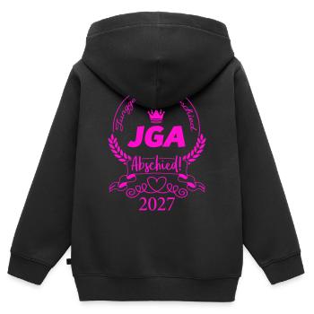 JGA Abschied 2027 Pink Crown - Kinder Premium Organic Zip Hoodie - Schwarz - Hinten - AI Model Kid Male (0cm)