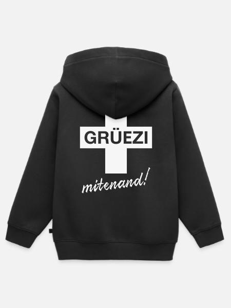 Grüezi Mitenand! (Schweizerfahne / Schweiz) - Kinder Premium Organic Zip Hoodie - Schwarz
