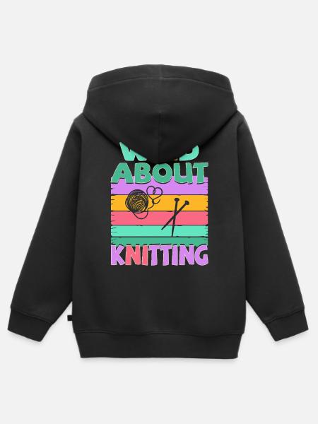 Stricken - Wild about knitting - Kinder Premium Organic Zip Hoodie - Schwarz