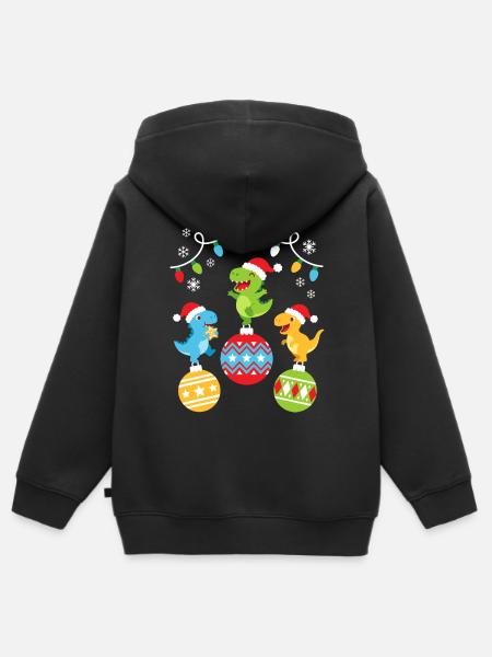 Süße Weihnachts Dinosaurier - Kinder Premium Organic Zip Hoodie - Schwarz