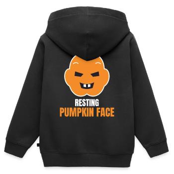 Resting Pumpkin Face Funny Halloween Pumpkin - Kinder Premium Organic Zip Hoodie - Schwarz - Hinten - AI Model Kid Male (0cm)