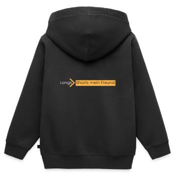 Longs > Shorts mein Freund - Kinder Premium Organic Zip Hoodie - Schwarz - Hinten - AI Model Kid Male (0cm)