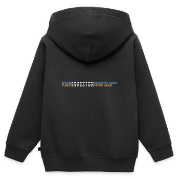 Whale Investors = Diamant - Sweat Premium à capuche zippé enfant bio - noir - Dos - AI Model Kid Male (0cm)