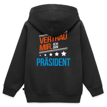 Präsident Beruf Geschenk - Kinder Premium Organic Zip Hoodie - Schwarz - Hinten - AI Model Kid Male (0cm)