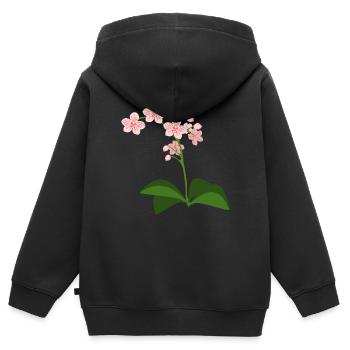 orchidée - Sweat Premium à capuche zippé enfant bio - noir - Dos - AI Model Kid Male (0cm)