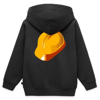 cadeau casque de construction Casque de chantier - Sweat Premium à capuche zippé enfant bio - noir - Dos - AI Model Kid Male (0cm)