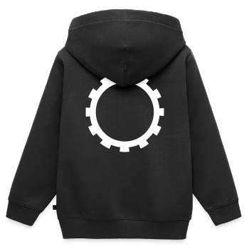Zahnrad - Kinder Premium Organic Zip Hoodie - Schwarz - Hinten - AI Model Kid Male (0cm)