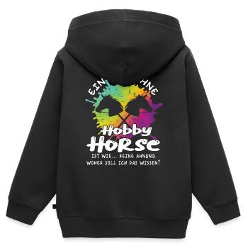 Hobby Horsing - Hobby Horse - Kinder Premium Organic Zip Hoodie - Schwarz - Hinten - AI Model Kid Male (0cm)